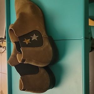 Aldo Suede Olive Green Slip On Chelsea Boots